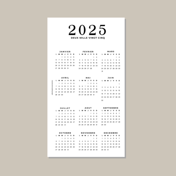 CALENDRIER ANNUEL 2025